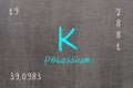 blackboard with periodic table, Potassium