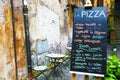 Blackboard of a pizzeria in Rome