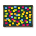 Blackboard with post it notes.