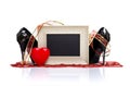 Blackboard, Red Heart And High Heels Royalty Free Stock Photo