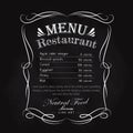 Blackboard restaurant menu hand drawn frame vintage label Royalty Free Stock Photo