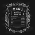 Blackboard restaurant menu vintage hand drawn frame label