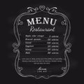 Blackboard restaurant menu vintage hand drawn frame label