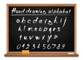 Blackboard. School hand drawing alphabet. Vector font Royalty Free Stock Photo