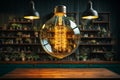 Blackboard setting with a radiant light bulb, ideal for brainstorming Royalty Free Stock Photo