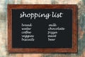 Blackboard shopping list