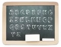 Blackboard with sketchy capital alphabet written on it Royalty Free Stock Photo