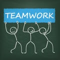 Blackboard Stickman Banner Teamwork Royalty Free Stock Photo