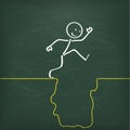 Blackboard Stickman Conquers Rift Royalty Free Stock Photo
