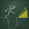 Blackboard Stickman Conquers Rift Chart Royalty Free Stock Photo