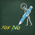 Blackboard Stickman Pen Yes No Royalty Free Stock Photo