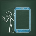 Blackboard Stickman Smartphone Ok Royalty Free Stock Photo