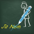 Blackboard Stickwoman Pen Ja Nein
