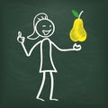 Blackboard Stickwoman Yellow Pear