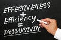 Blackboard with text effectiveness, efficiency and productivity Royalty Free Stock Photo