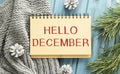 with the text: Happy December in a christmas conceptual image Royalty Free Stock Photo