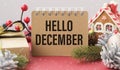 Blackboard with the text: Happy December in a christmas conceptual Royalty Free Stock Photo