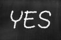 Blackboard with the text `yes`