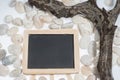 Blackboard wood frame white background Royalty Free Stock Photo