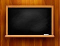 Blackboard on wooden background Royalty Free Stock Photo