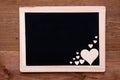 Blackboard With Wooden Hearts, Copy Space