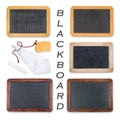 Blackboards with crayon, sponge and rag Royalty Free Stock Photo