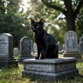 Blackcat on horror graveyard Royalty Free Stock Photo