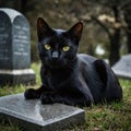 Blackcat on horror graveyard Royalty Free Stock Photo