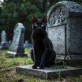 Blackcat on horror graveyard Royalty Free Stock Photo