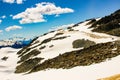 Blackcomb mountain peak panorama view cloudy sky summer time. Blackcomb mountain peak panorama view cloudy sky summer time Royalty Free Stock Photo