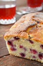 Blackcurrant cake and red berries drink