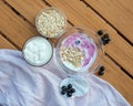 Blackcurrant for skin care. Facial mask ingredients: blackcurrant berries, yogurt, oatmeal
