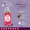 Blackcurrent smoothie recipe. Royalty Free Stock Photo