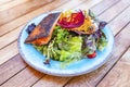 Blackened Salmon and green salad Royalty Free Stock Photo