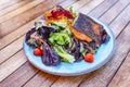 Blackened Salmon and green salad