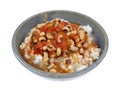 Blackeye Peas Sauce On Rice Gray Bowl Angle On White Royalty Free Stock Photo