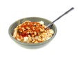 Blackeye Peas Sauce On Rice Gray Bowl Spoon Angle On White Royalty Free Stock Photo