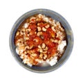 Blackeye Peas Sauce On Rice Gray Bowl On White