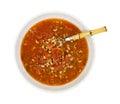 Blackeye Peas Soup In Shallow Bowl Top View With Spoon