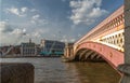 Blackfriars bridge illuminated by bright afternoon summer sunlight,central London,England,United Kingdom Royalty Free Stock Photo