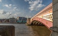 Blackfriars bridge illuminated by bright afternoon summer sunlight,central London,England,United Kingdom Royalty Free Stock Photo