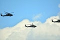 Blackhawk flying over Wisla River