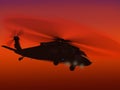 Blackhawk flying sunset Royalty Free Stock Photo