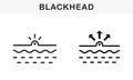 Blackhead, Skin Acne, Comedo Line and Silhouette Black Icon Set. Pimple and Inflammation Sebum Pictogram. Deep Dirty