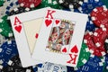 Blackjack cards and casino chips Royalty Free Stock Photo