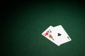 Blackjack hand on green baize