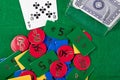 Blackjack hand on green table Royalty Free Stock Photo