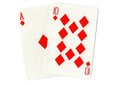 A blackjack hand of playing cards. Royalty Free Stock Photo