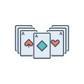 Color illustration icon for Blackjack, playing card and roulette