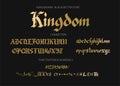 Blackletter gothic script hand-drawn font. Royalty Free Stock Photo